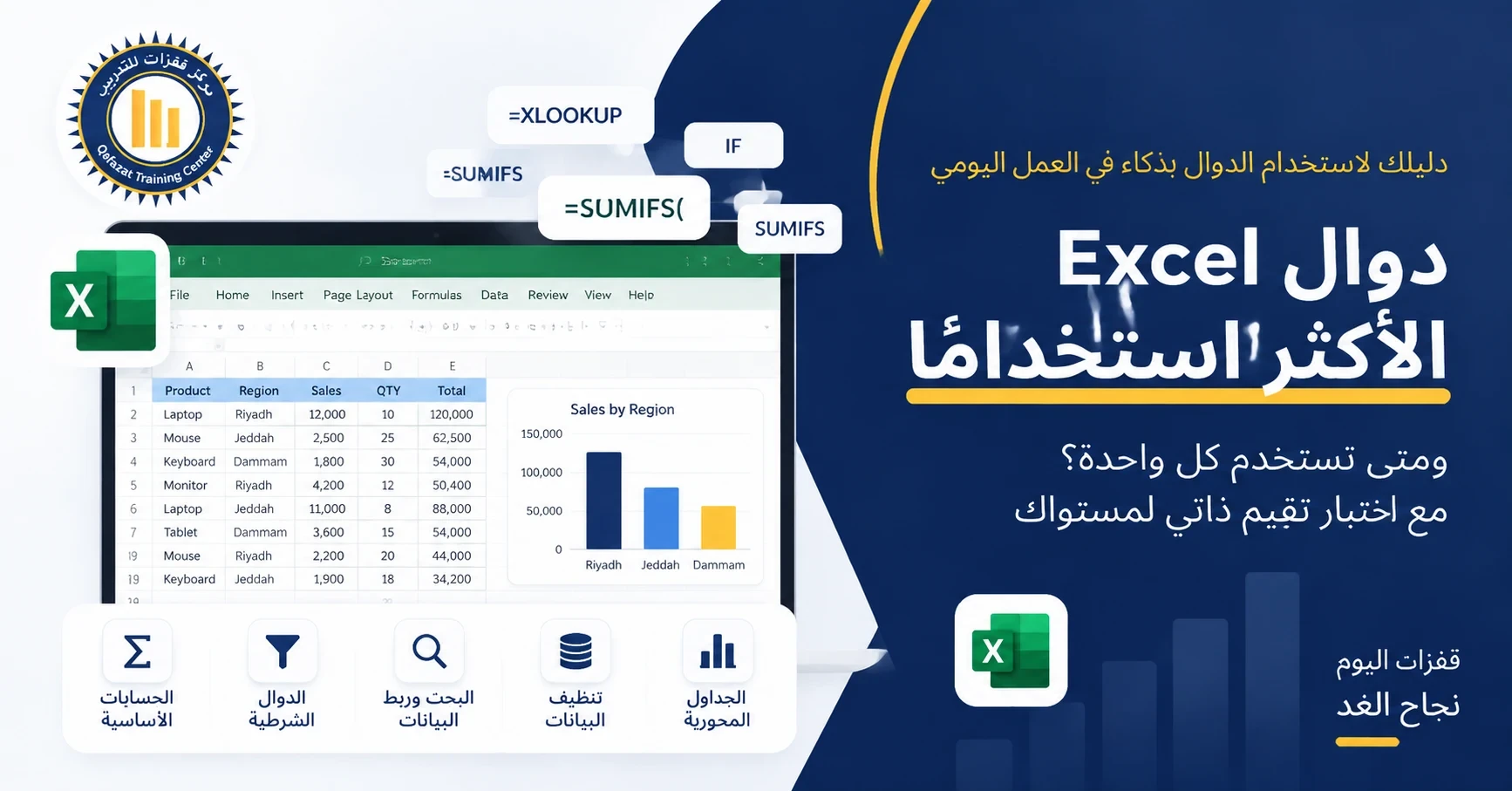 دوال Excel الأكثر استخدامًا في العمل اليومي — ومتى تستخدم كل واحدة؟
